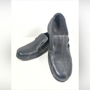 CLARKS Bendable Women’s Size 9M Black Leather Slip~On Shoes Loafer